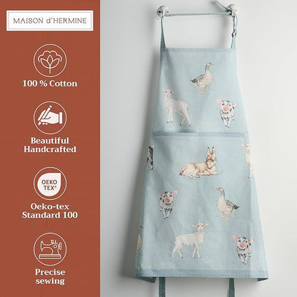 Maison d' Hermine 100% Cotton Apron for women with Pocket Kitchen Chef Apron for Men Cooking Mothers Day Gifts