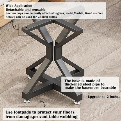 Metal Dinning Table Base with Suction Cups, Heavy-Duty Pedestal Desk Legs for Marble,Glass,Wood Top, Modern Coffee Table Legs for Kitchen,Home,Restaurant