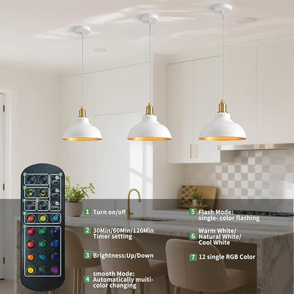 2 Pack Battery Operated Pendant Lights, Rechargeable Pendant Light with Remote, Pendant Light Fixtures for Kitchen island, Modern Industrial hanging Lights for Dining Room Hallway Entryway Bedroom