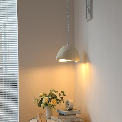 Wabi Sabi Pendant Lights,9.8in White Modern Pendant Light Resin Hanging Lamp Kitchen Island Lighting Modern Japandi Chandelier for Dining Room Bedroom Hallway Foyer