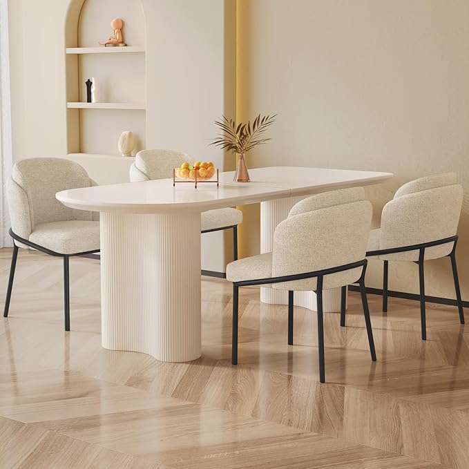 Dining Table Set for 8, Modern Kitchen Table with 8 Chairs, Dining Room Table Set for Kitchen,Dining Room,Home & Office (70.86" White Table with 8 Chairs)