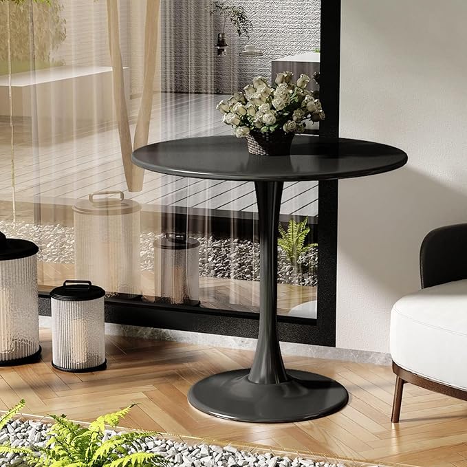 32" Sturdy Island Table, Rustic Dining Table with MDF Top, Farmhouse Dining Table for Small Spaces, Black