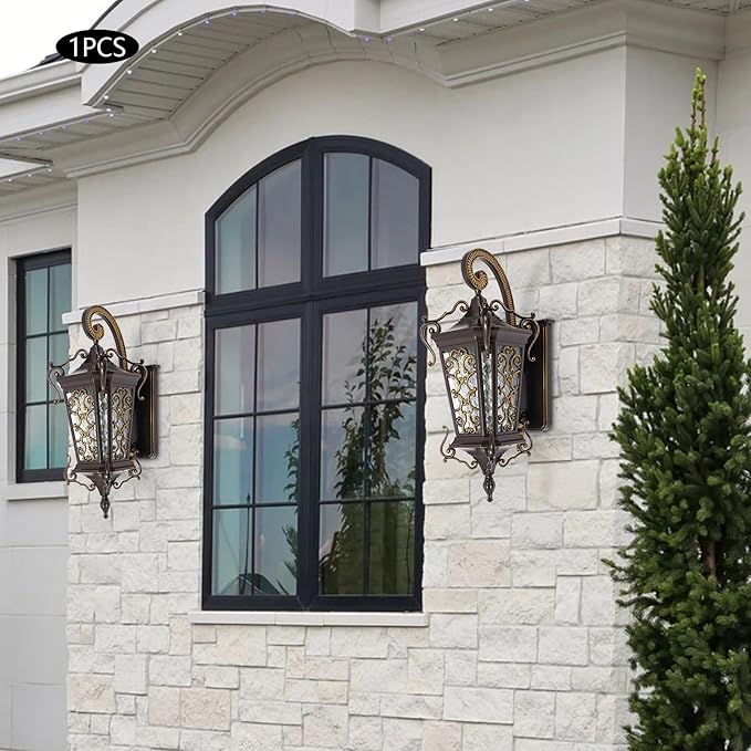 Outdoor Wall Light Fixtures, IP55 Waterproof Outside Wall Lantern Retro Exterior Wall Sconces Vintage Wall-Mounted Lights for Garage House Porch Doorway, E26 w/o Bulb