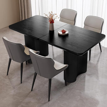 Miuuod 63" Black Dining Table for 4-6 People Large Rectangular Kitchen Table Modern Wood Dining Room Furniture Farmhouse Table for Living Room Home Office Workspace Easy Assembly