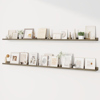 Dreamland Picture Ledge Shelf for Wall, Floating Shelves Set of 2,72 inch Long Floating Shelves with Lip for Living Room,Bedroom,Bathroom,Kitchen,Grey