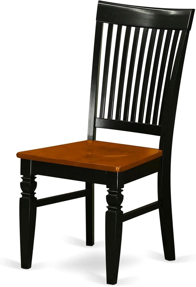 East West Furniture WEC-BCH-W Weston Dining Chairs - Slat Back Wooden Seat Chairs, Set of 2, Black & Cherry
