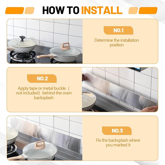 Moxweyeni Front Control Freestanding Range Universal Backguard 29.72" L x 4.72" W Stainless Steel Backsplash for Stove, Easy Installation Hood Backsplash for Most Kitchen Brands Stove(Silver)