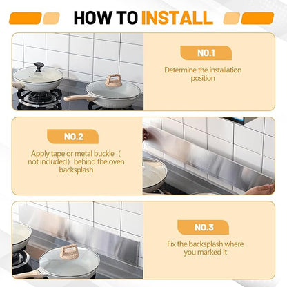 Moxweyeni Front Control Freestanding Range Universal Backguard 29.72" L x 4.72" W Stainless Steel Backsplash for Stove, Easy Installation Hood Backsplash for Most Kitchen Brands Stove(Silver)