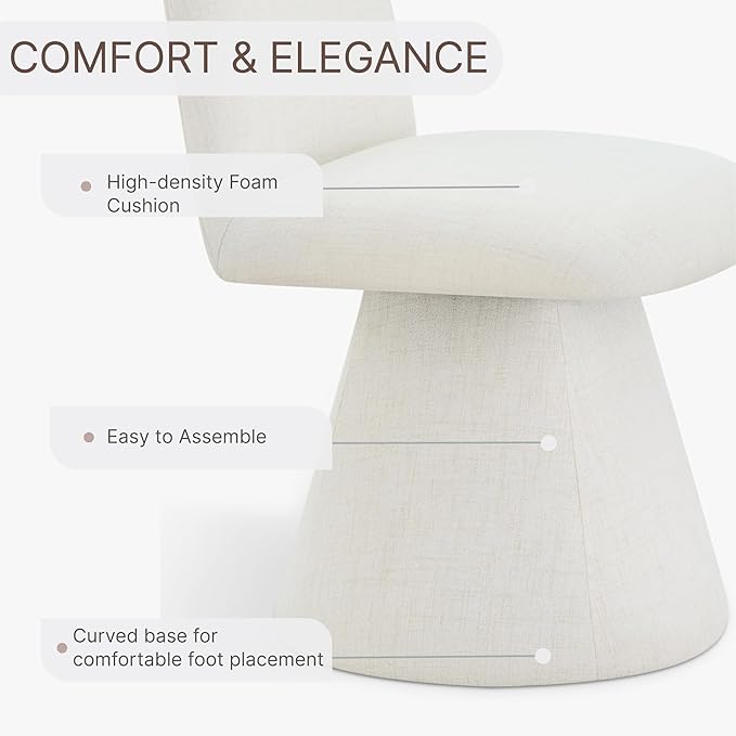 KISLOT Swivel Dining Chairs Set of 1, Modern Upholstered Dining Chair Mid Century Kitchen Chairs with Wave Shaped High Back, 360 Degree Rotating Vanity Chair for Dining Room, Bedroom, Farmhouse, Beige