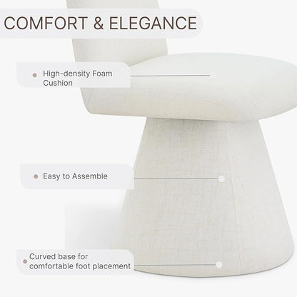 KISLOT Swivel Dining Chairs Set of 1, Modern Upholstered Dining Chair Mid Century Kitchen Chairs with Wave Shaped High Back, 360 Degree Rotating Vanity Chair for Dining Room, Bedroom, Farmhouse, Beige
