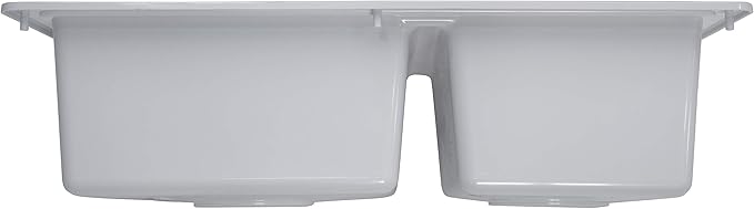 Lippert RV Double Kitchen Galley Sink - 25" x 17" x 6.6" - White — Durable, Space-Saving Sink for RVs and Manufactured Homes - Scratch-Resistant ABS Acrylic - Lightweight and Easy to Install — 809030