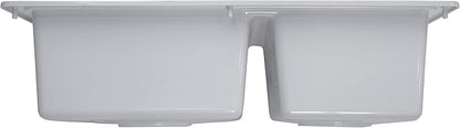 Lippert RV Double Kitchen Galley Sink - 25" x 17" x 6.6" - White — Durable, Space-Saving Sink for RVs and Manufactured Homes - Scratch-Resistant ABS Acrylic - Lightweight and Easy to Install — 809030