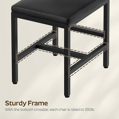YATINEY Dining Chairs, Kitchen Chairs with Back Support, Upholstered Seat and Metal Legs, for Kitchen, Living Room, Rustic Brown and Black CY02L4BR