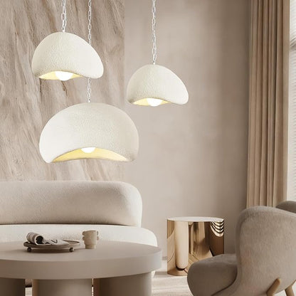 Wabi Sabi Pendant Lights,19.7in White Modern Pendant Light Resin Hanging Lamp Kitchen Island Lighting Modern Japandi Chandelier for Dining Room Hallway Restaurant Foyer