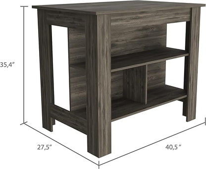 GOWE Depot E-Shop Delos Kitchen Island, Four Legs, Three Shelves, Dark Brown