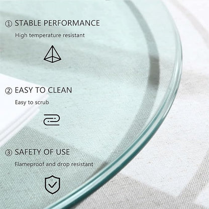 48" Clear Round Glass Table Top, Thick Tempered Glass with Smooth Polished Edge – Ideal for Kitchen, Living Room, Office or Patio Table Replacement