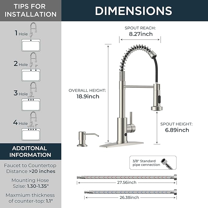 FORIOUS Touchless Kitchen Faucet with Soap Dispenser, Motion Sensor Activated Smart Sink Faucet with Pull Down Sprayer Single Handle Hands Free Contemporary for Bar & Prep Sinks, Brushed Nickel