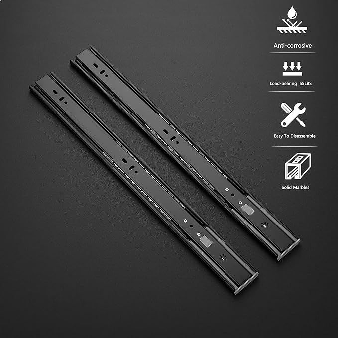 Ravinte 18 Inch Soft Close Drawer Slides 1 Pairs 2 Pack Black Full Extension Ball Bearing Drawer Glide Side Mount