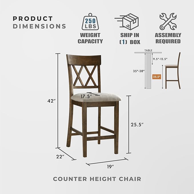 Lexicon Attis 5-Piece Counter Height Dining Set (Cross Back), Light Oak