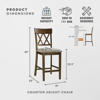 Lexicon Attis 5-Piece Counter Height Dining Set (Cross Back), Light Oak