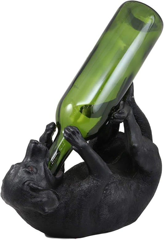 Ebros Lifelike Purebreed Pedigree Canine Adorable Black Labrador Retriever Dog Wine Bottle Holder Figurine Statue As Kitchen Wine Cellar Centerpiece Decor Storage Organizer