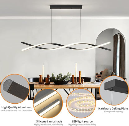 Modern LED Ceiling Pendant Light, 39IN Modern Chandelier with Remote Control 3000k-6500K Adjustable Color Temperature, Aluminum Island Lighting Lamp for Dining Room, Living Room, Island