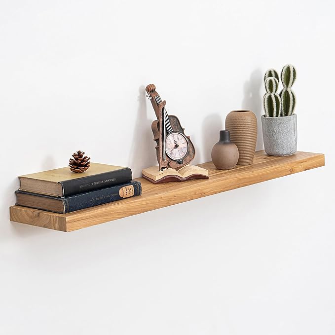 Acovy Extra Deep 40" Long Rustic Solid Wood Floating Shelves for Wall, Wall Shelves with Invisible Bracket for Living Room Bathroom Bedroom Kitchen, Set of 1, Walnut