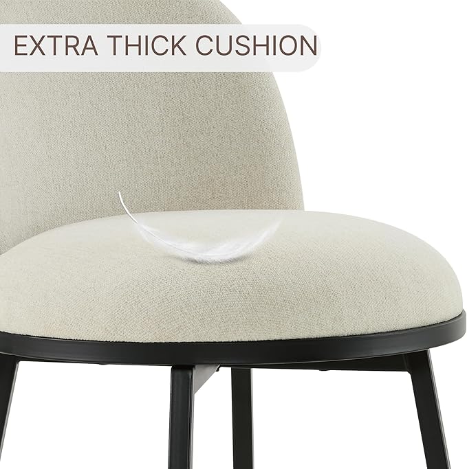KISLOT Counter Height Swivel Bar Stools Set of 3, 26" Upholstered Linen Fabric Barstools with Backs and Metal Legs for Kitchen Island,Linen