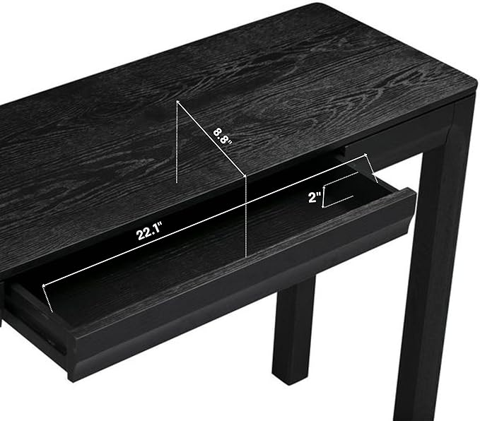 NTC Flow 47-Inch Console Table, Modern Solid Wood Entryway Table with Hidden Drawer, Waterproof & Heat Resistant, Narrow Table for Hallway, Living Room & Foyer, Burnt Black
