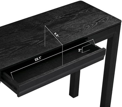 NTC Flow 47-Inch Console Table, Modern Solid Wood Entryway Table with Hidden Drawer, Waterproof & Heat Resistant, Narrow Table for Hallway, Living Room & Foyer, Burnt Black