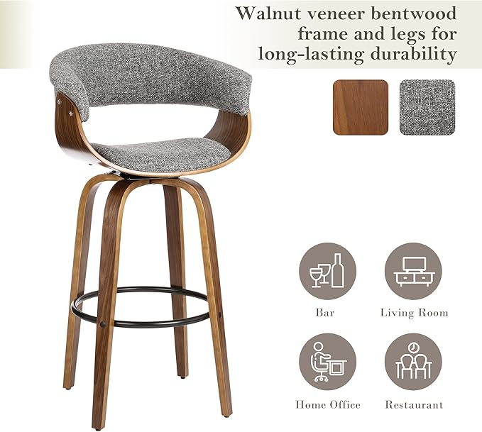 Glitzhome Bar Table and Chairs, Black Fabric Adjustable Swivel Bar Stools Set of 2, Square Rustic Cocktail Pub Table for Kitchen Island Bistro Office Living Room Dining Room Small Space Restaurant