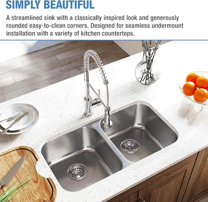 Kitchen Sink, Double Bowl 304 Stainless Steel Sinks,Nano Workstation Sink with Accessories for Modern (31-1/4” L x 18” W x 9” D)