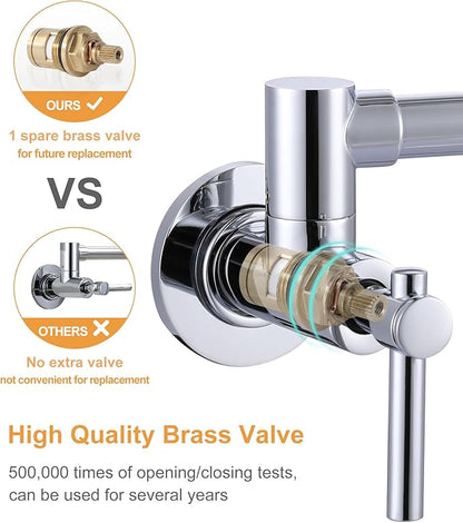 Wall Faucet, Pot Fillers Wall Mount for Kitchen, Solid Copper Chrome Pot Filler Single Hole Folding Faucet with Double Joint Swing Arm Pot Filler Over Stove