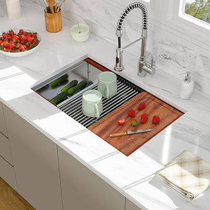 30 Undermount Kitchen Sink - 30x19 Double Bowl Kitchen Sinks Workstation 16 Gauge Stainless Steel Sink Low Divide Double Basin 60/40