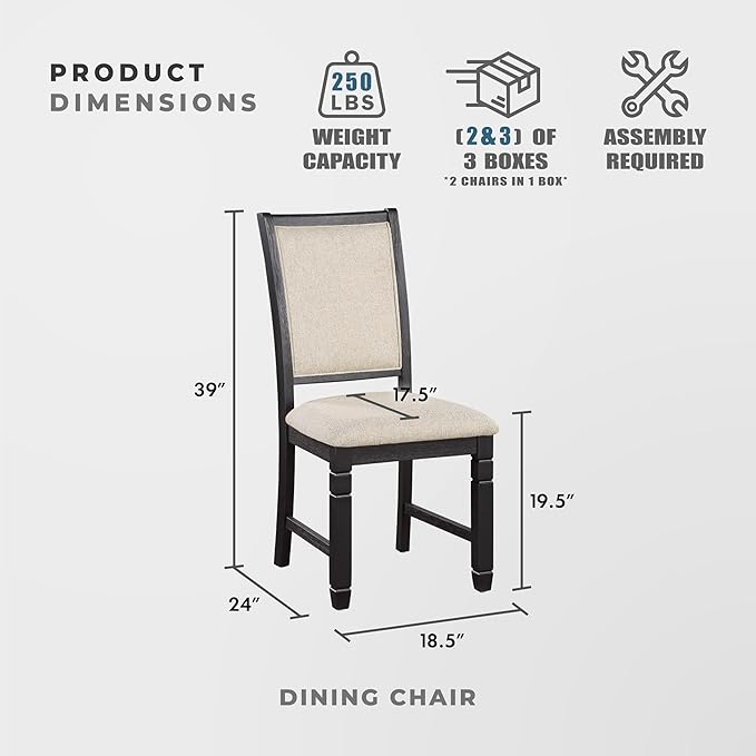Lexicon Braun 5 Piece Dining Table Set, Dining Room Set for 4, Including 1 Round Kitchen Table with Storage Shelf and 4 Beige Fabric Upholstered Chairs, Brown/Black