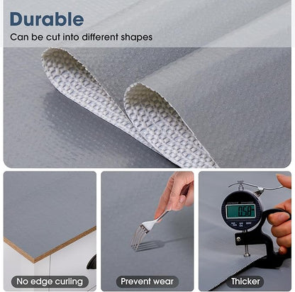 Drawer and Shelf Liner, Non-Slip Kitchen Cabinet Liners Non-Adhesive Thick Strong Grip Waterproof Washable Mats Protect Dresser Shelves Cupboard Bathroom Cabinets, Pure Gray, 12 in X 10 FT