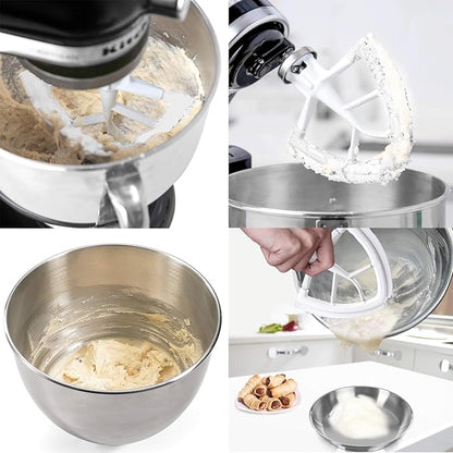 Flex Edge Beater for KitchenAid,Mixer Attachement Compatible With KitchenAid,Mixer Accessory,Fits Tilt-Head Stand Mixer Bowls For 4.5-5 Quart Bowls,Beater With Silicone Edges,White