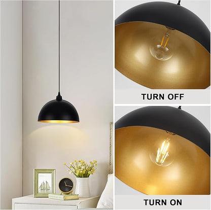 3 Set Black Pendant Light Fixtures for Dining Room 11.8" Farmhouse Pendent Lights Industrial Modern Chandelier Ceiling Hanging Light Fixture for Kitchen Living Room Foyer Entryway Kitchen Island