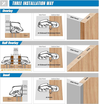Ravinte 40 Pack Hidden Hinges Soft Close Surface Mount Kitchen Cabinet Hinges, No Pre-drilled for Kitchen Cupboard