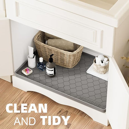 Winisok Silicone Under Sink Mat 28" x 19", kitchen Essentials and Gadgets, Shelf liner and Cabinet Protector, Home Organizers and Storage, Waterproof Bathroom Tray