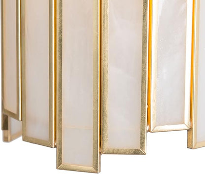 Durent Lighting Gold Pendant Lighting, Modern Cylinder Hanging Light Fixture with White Glass Shade for Kitchen Island, Entryway, Foyer, Dining Room and Bedroom