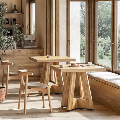 LITTLE TREE 31.5" Square Dining Table for 4, Small Space Kitchen Table with Pedestal Base, Farmhouse Wood Tables for Apartment, Dining Room & Living Room, Ideal for Cafe & Restaurant Use (Brown)