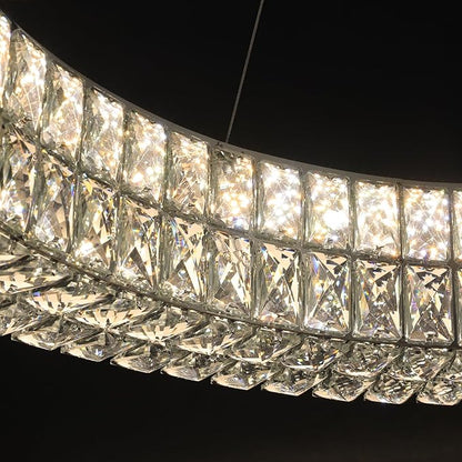 Modern Luxury Crystal Chandelier for Dining Room 32" LED Ring Pendant Light Adjustable Dimmable 2700k-6000k