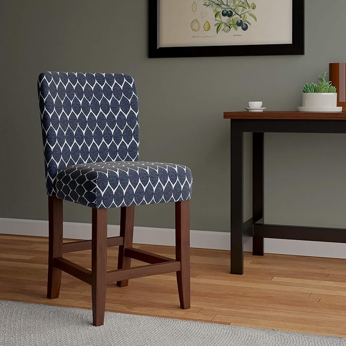 Homepop Home Decor | Modern Counter Stool | Counter Stools With Back | Decorative Home Furniture, Navy