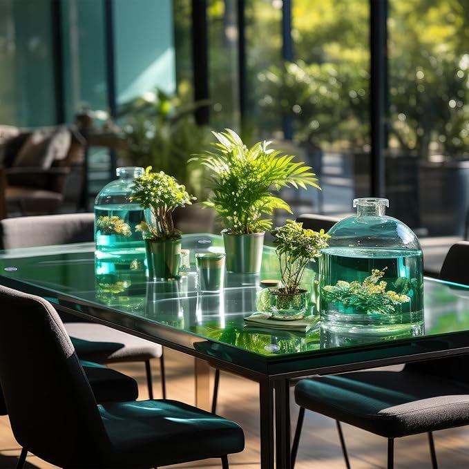 Landical 16" x 24" Rectangle Clear Tempered Glass Table Top 3/8" Thick Eased Corners Clear Tempered Top Patio Table Replacement with 10 Anti Slip Pads for Kitchen Coffee Dining Table