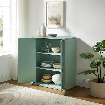 Crosley Furniture Holbrook Traditional Stackable Kitchen Storage Pantry, Accent Cabinet, Bathroom Storage, Distressed Seafoam Blue