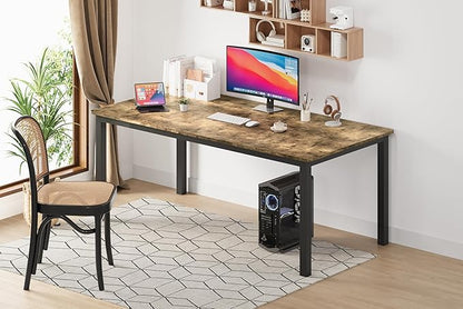 79 Inch Industrial Dining Table for 4-6 Person Rectangle Kitchen Table with Metal Legs,Round Corners, Writing Desk, for Modern Farmhouse, for Kitchen, Dining Room,Quick Assembly, Wood