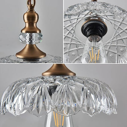 CVKASH Vintage Glass Pendant Light Fixture 2-Pack Brass Modern Adjustable Chandelier Farmhouse Hanging Ceiling Light for Hallway Porch Kitchen Bedroom Coffee Shop Dining Room