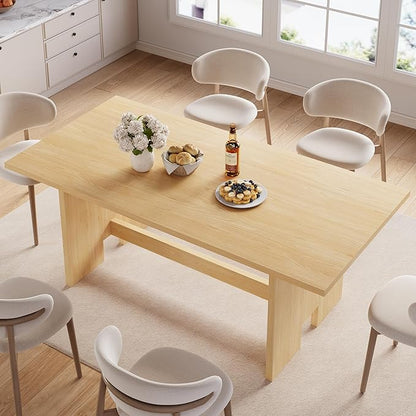 Jocoevol 63" Folding Dining Table for 4-6, Modern Dining Room Table with Large Foldable Tabletop, Wood Folding Table with Foldable Legs, Dinner Tables for Kitchen Dining Room (Natural)