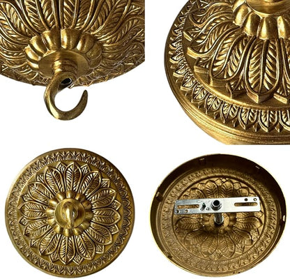 5.9 inches Brass Canopy Kit for Chandelier and Ceiling Lights, Decorative Design, Hanging Fixture Mounting Plate
